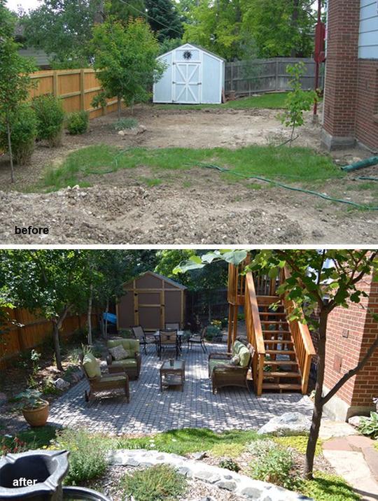 Backyard w stairs to second floor balcony